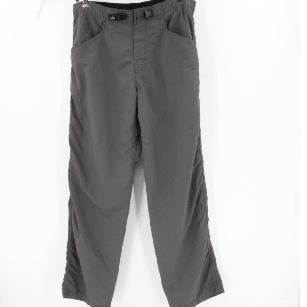 prana pants men's medium 34x32 Ecliptic Gray Pockets Belted Elastic Waist nylon